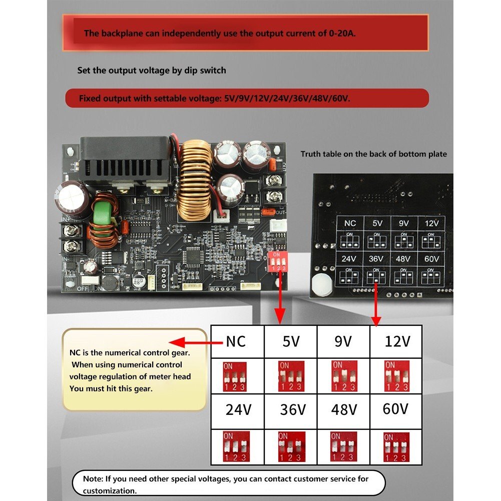 CNC CC-CV power supply module XY6020L 0-60V 20A 1200W